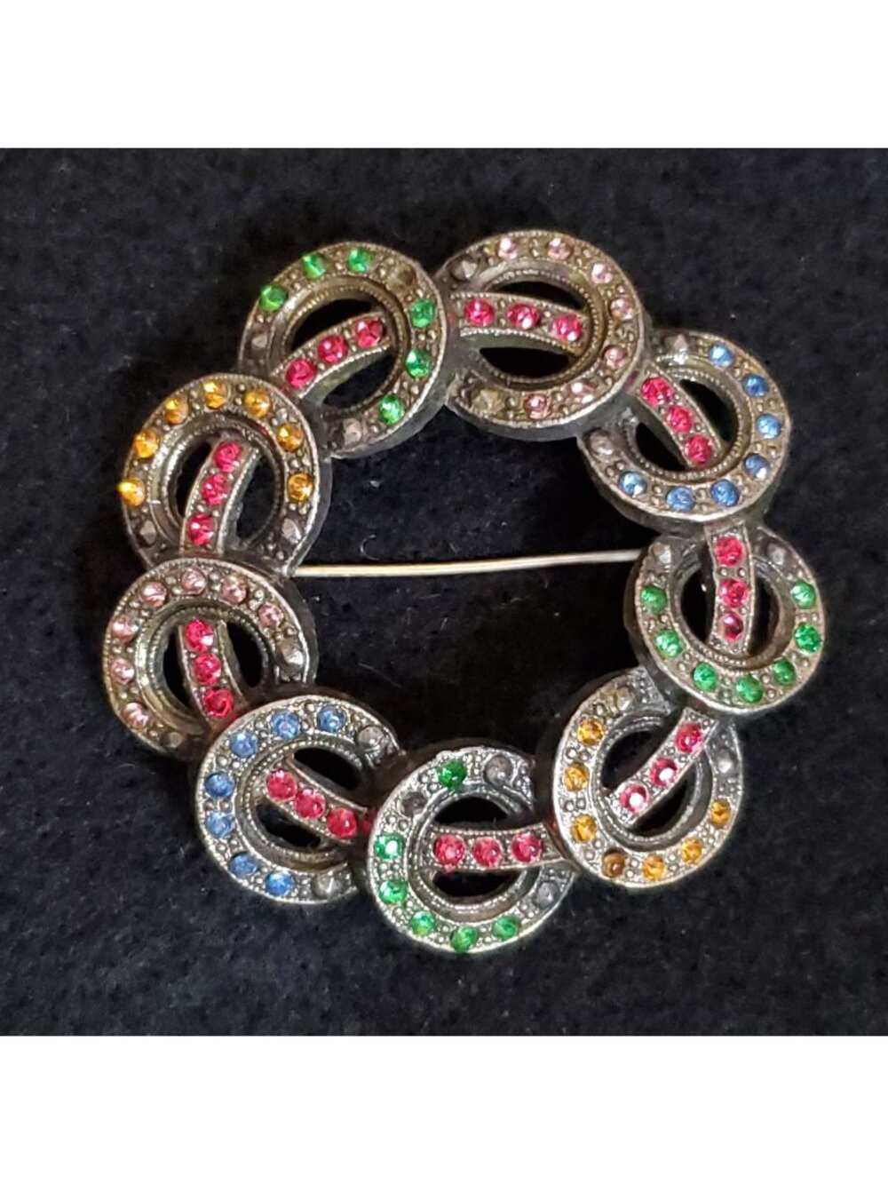 Vintage Little Nemo Brooch Rhinestone Pot Metal Art Deco Silver Tone 2" READ